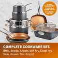20-Piece Aluminum Ti Ceramic Nonstick Cookware and Bakeware Set in Graphite